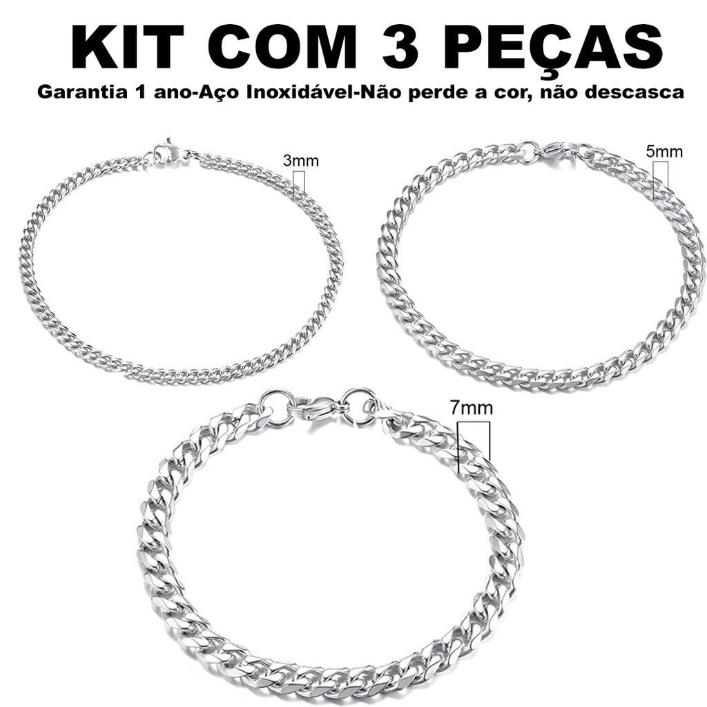 Kit Pulseira aço inoxidável e Banhado a Ouro Elegancy