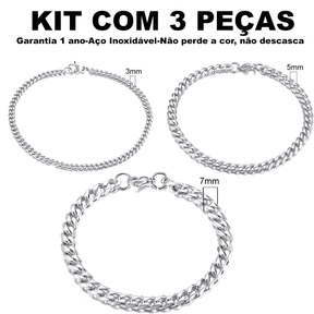 Kit Pulseira aço inoxidável e Banhado a Ouro Elegancy