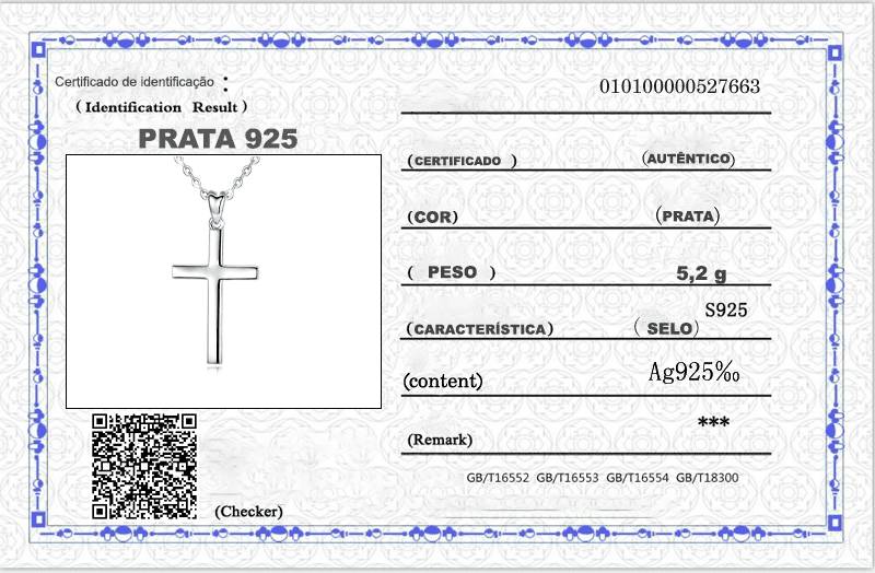 Cordão de Prata Pingente de Cruz