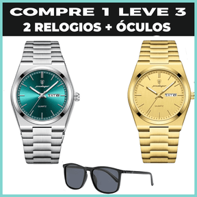 Relogio Elegancy Classic  2 Unidsdes + brinde