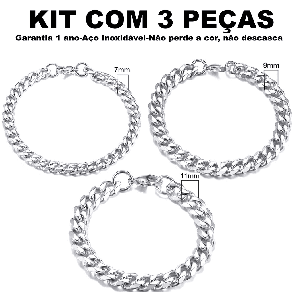 Kit Pulseira aço inoxidável e Banhado a Ouro Elegancy