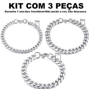 Kit Pulseira aço inoxidável e Banhado a Ouro Elegancy