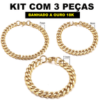 Kit Pulseira aço inoxidável e Banhado a Ouro Elegancy