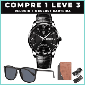 Relogio Crystal Classic + carteira + oculos de brinde