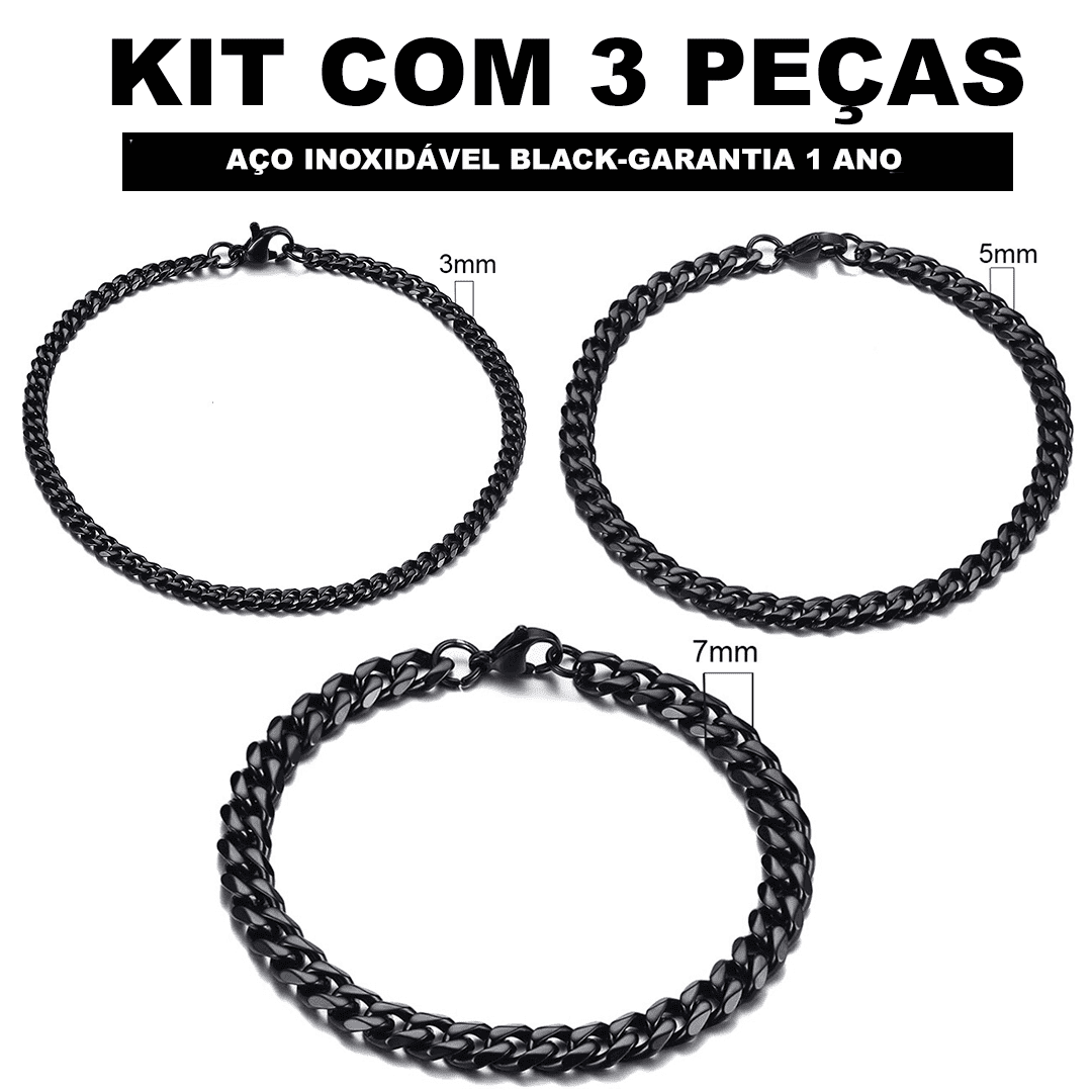 Kit Pulseira aço inoxidável e Banhado a Ouro Elegancy