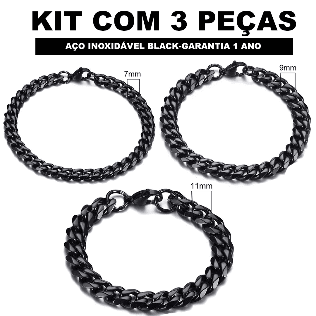 Kit Pulseira aço inoxidável e Banhado a Ouro Elegancy