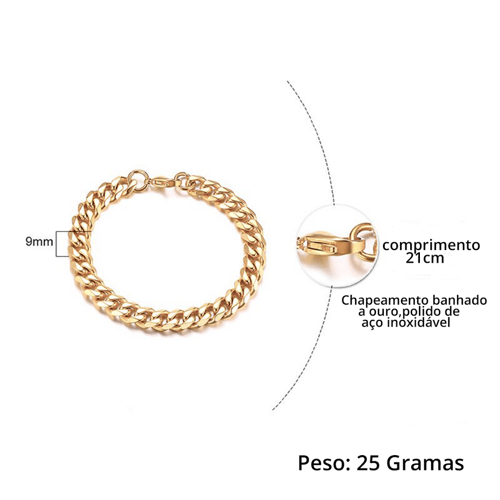 Kit Pulseira aço inoxidável e Banhado a Ouro Elegancy