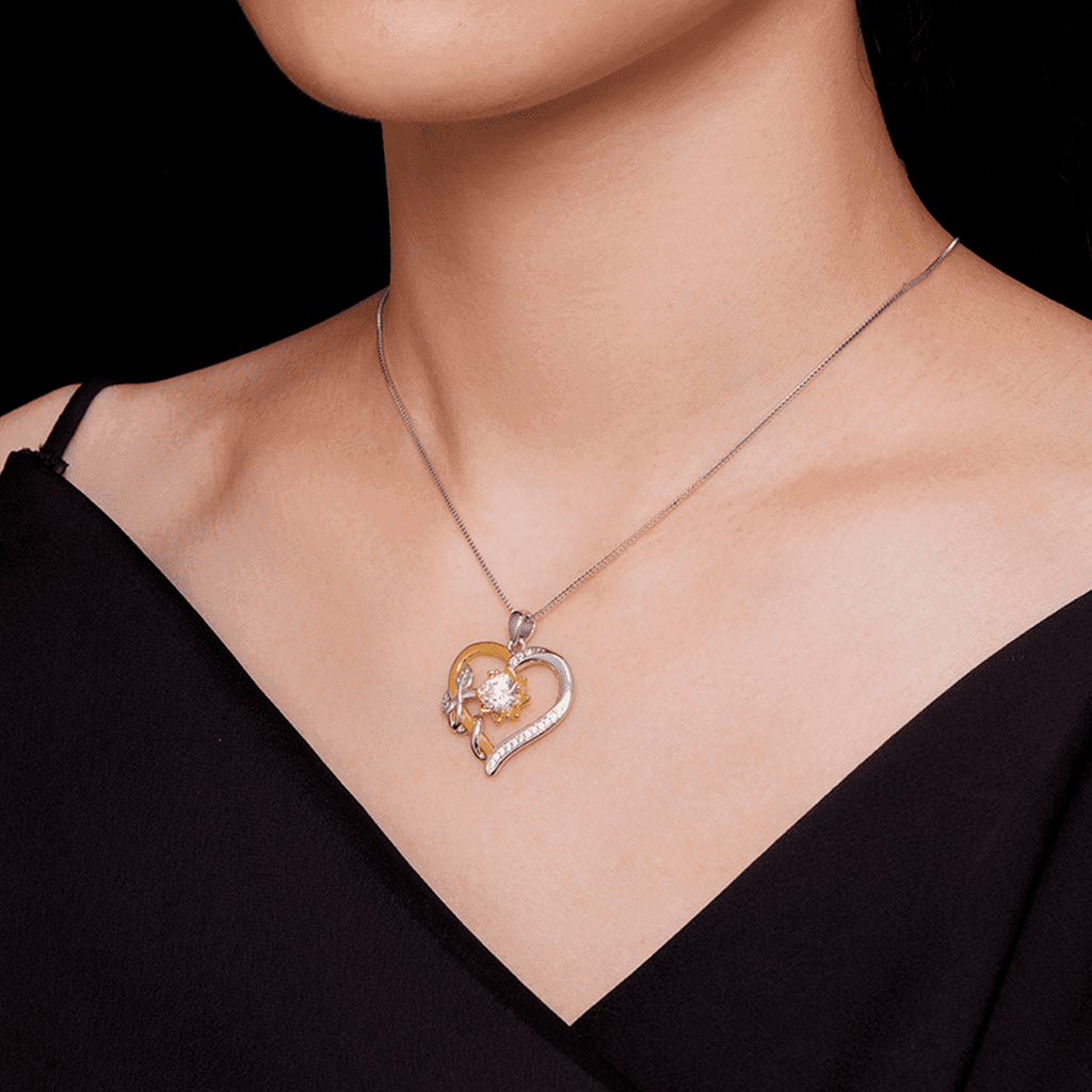 Colar de Prata Coração Amado com Pedra de Moissanite