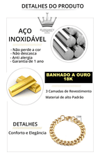Kit Pulseira aço inoxidável e Banhado a Ouro Elegancy