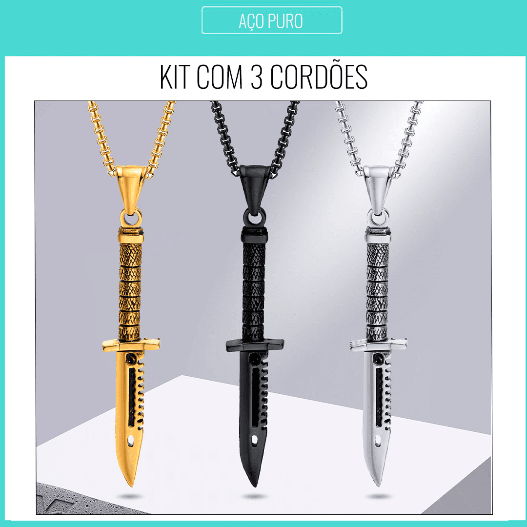 Kit com 3 Cordões Punk Dagger