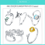 Conjunto Com  5 Anéis de Prata Glamour
