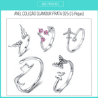 Conjunto 5 Anéis de Prata 925  Glamour