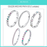 KIT DE ANÉIS ARCO IRIS PRATA 925