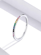 Anel Glamour de Prata com Diamente Sintético
