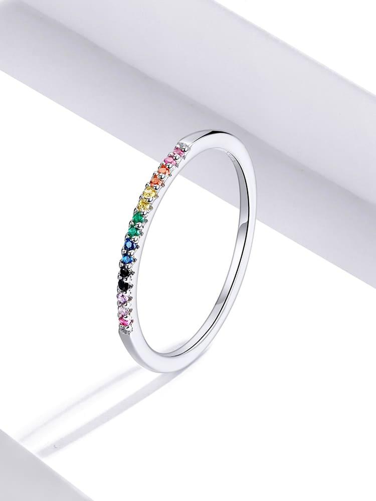 Anel Glamour de Prata com Diamente Sintético