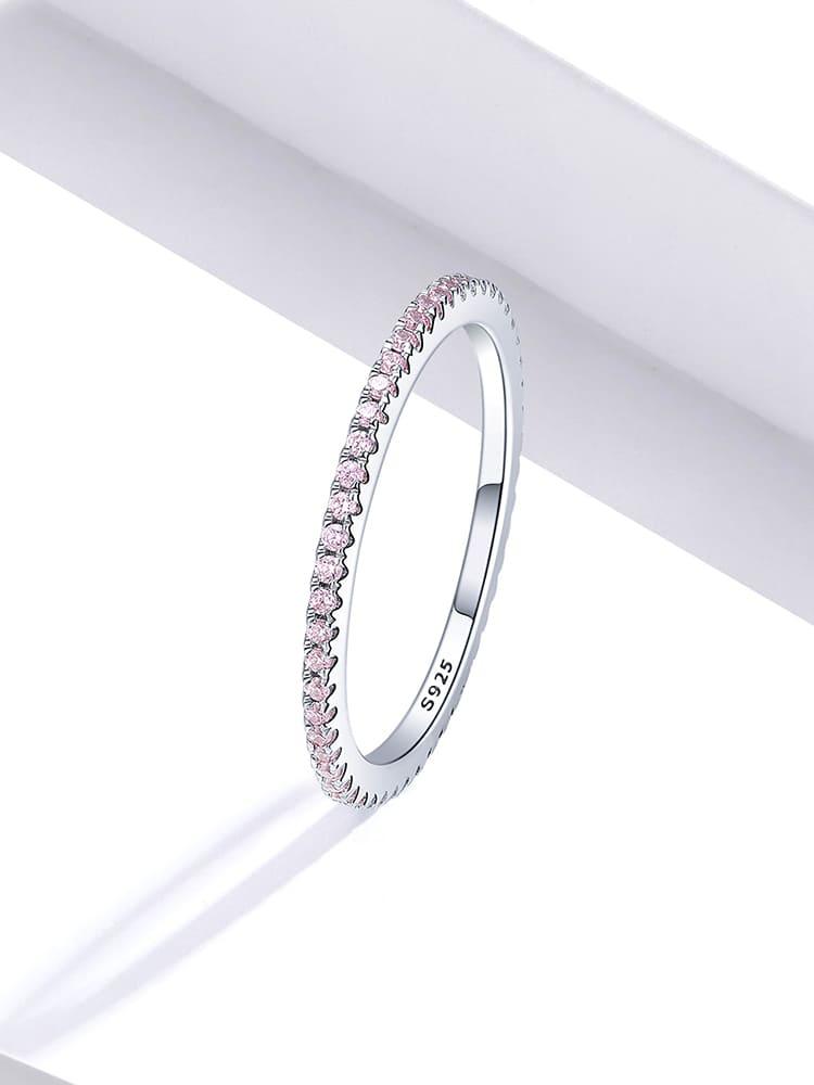 Anel Glamour de Prata com Diamente Sintético