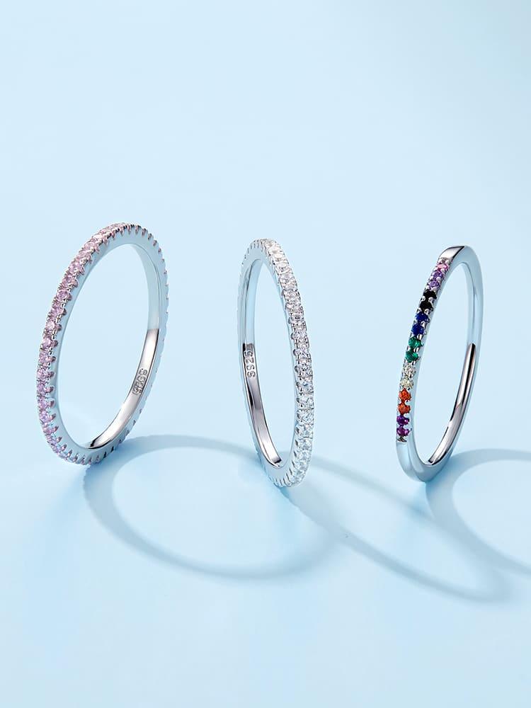 Anel Glamour de Prata com Diamente Sintético