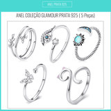Conjunto 5 Anéis de Prata 925  Glamour