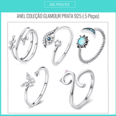 Conjunto 5 Anéis de Prata 925  Glamour