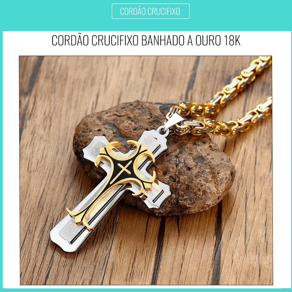 Corrente com Crucifixo- Banhado a Ouro 18k
