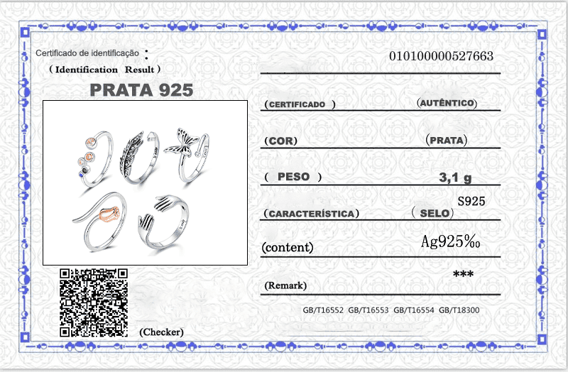 Conjunto Glamour Com 5 Anéis de Prata