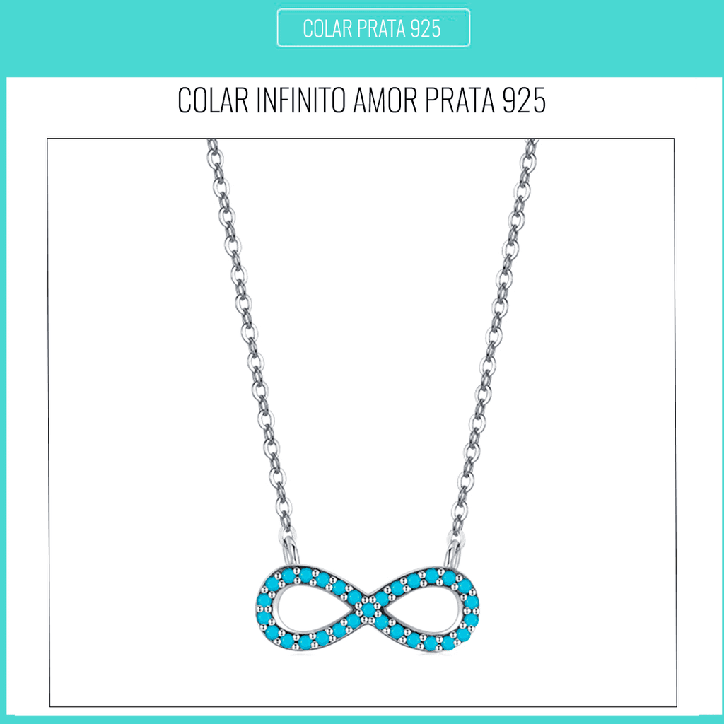 Colar de Prata Infinito Amor Blue