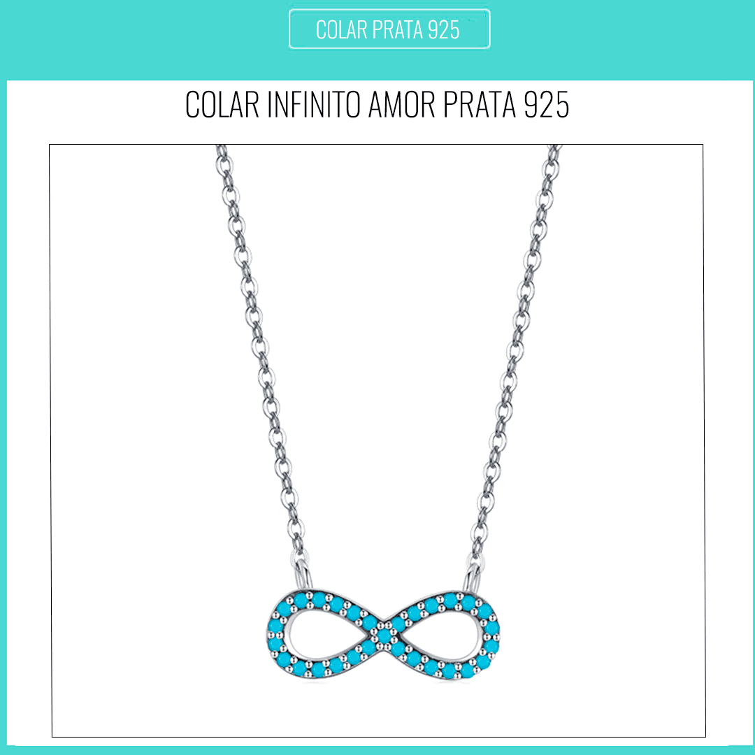 Colar de Prata Infinito Amor Blue