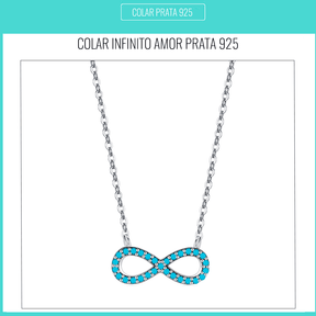 Colar de Prata Infinito Amor Blue