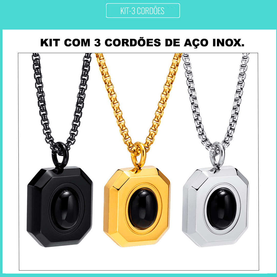 Kit com 3 Cordões  Onyx Elegancy-Aço Inoxidável