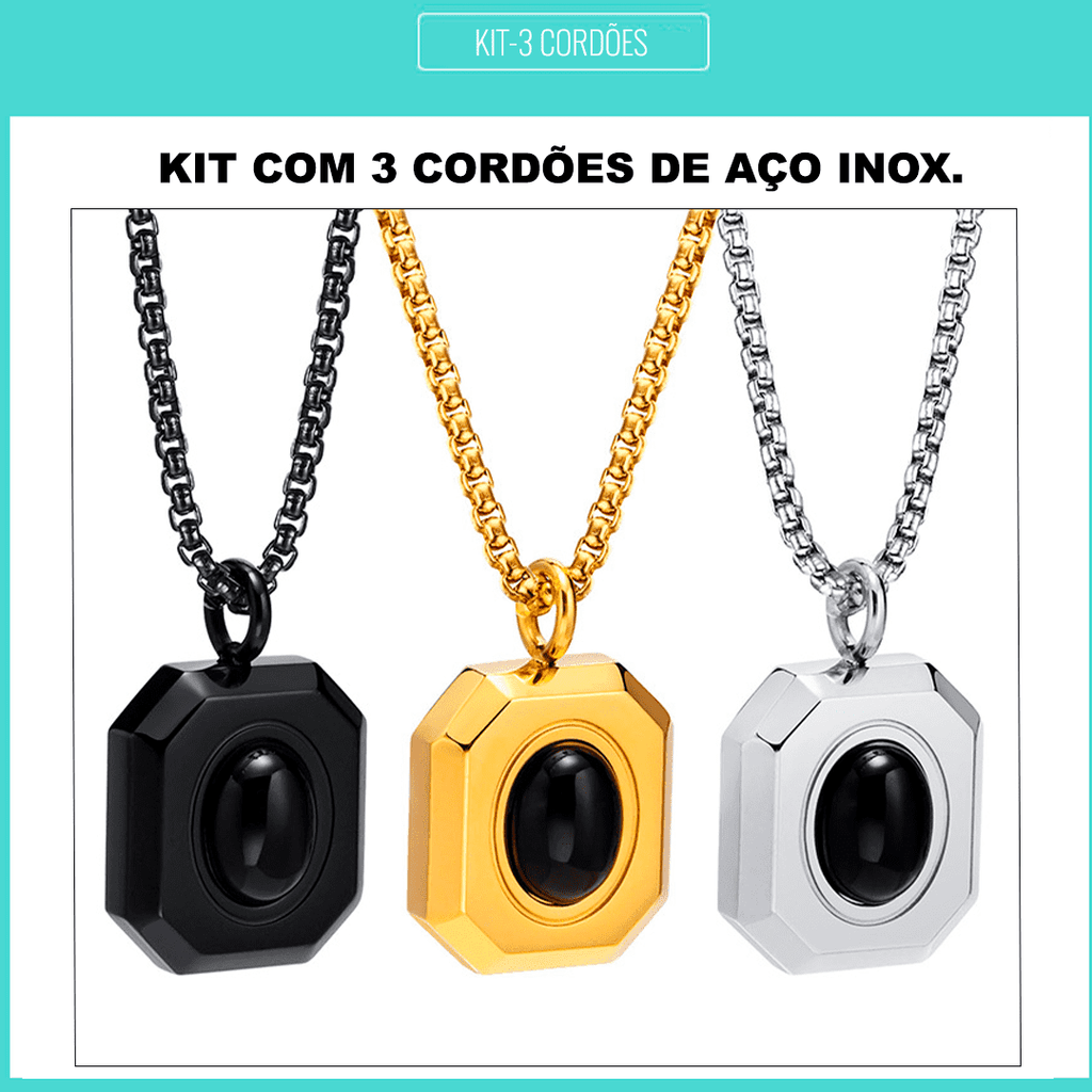 Kit com 3 Cordões  Onyx Elegancy-Aço Inoxidável