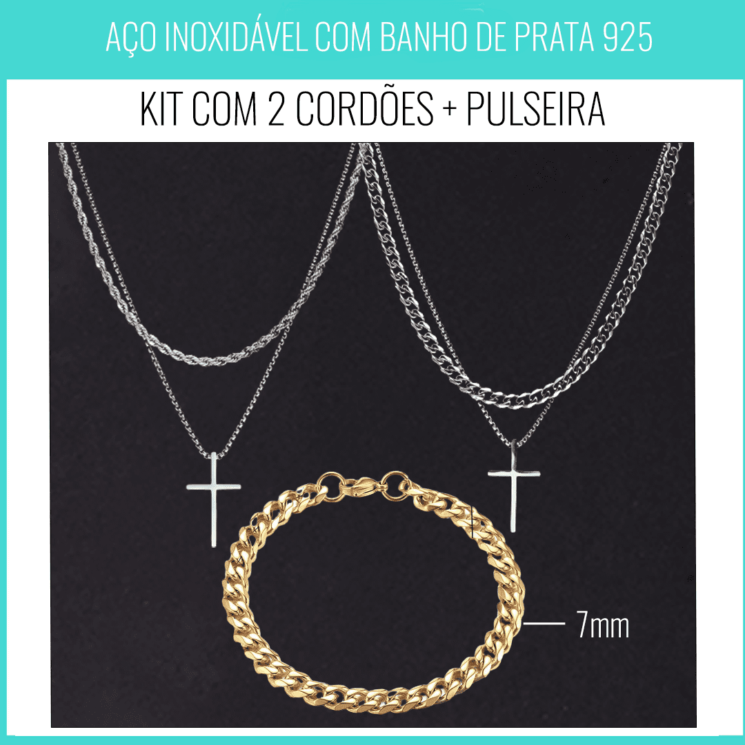 Kit  Miami- 2 Cordões + Pulseira