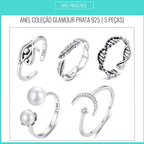 Conjunto Glamour Com 5 Anéis de Prata