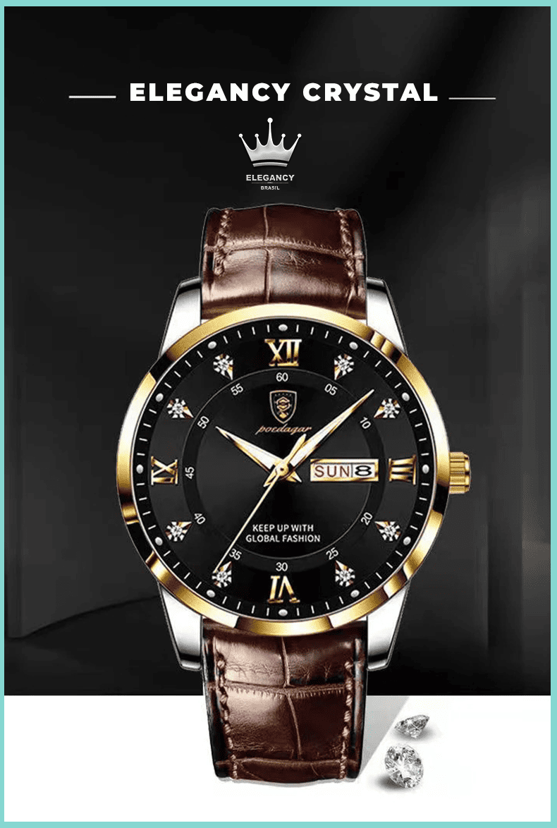 Relogio Crystal Classic ( 2 RELOGIOS + CARTEIRA)