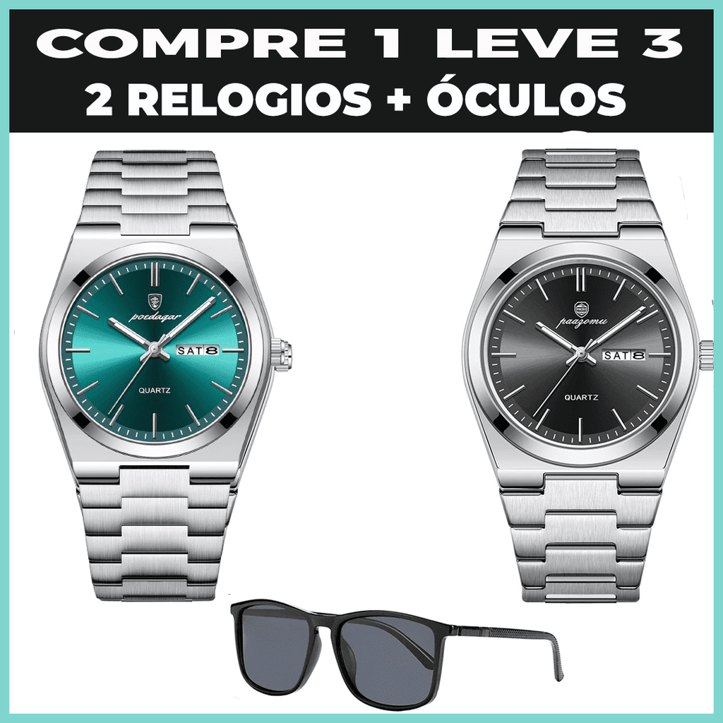 Relogio Elegancy Classic  2 Unidsdes + brinde