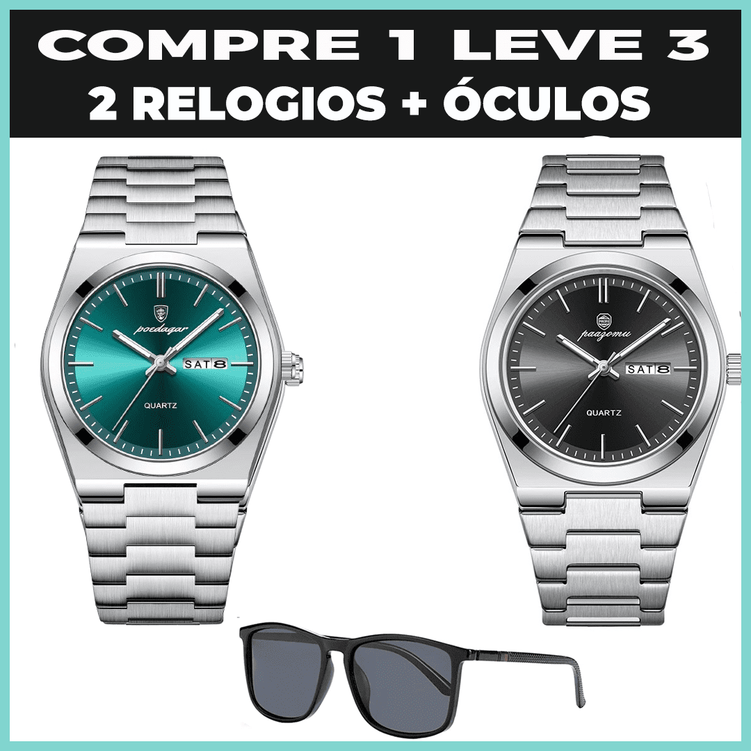 Relogio Elegancy Classic  2 Unidsdes + brinde