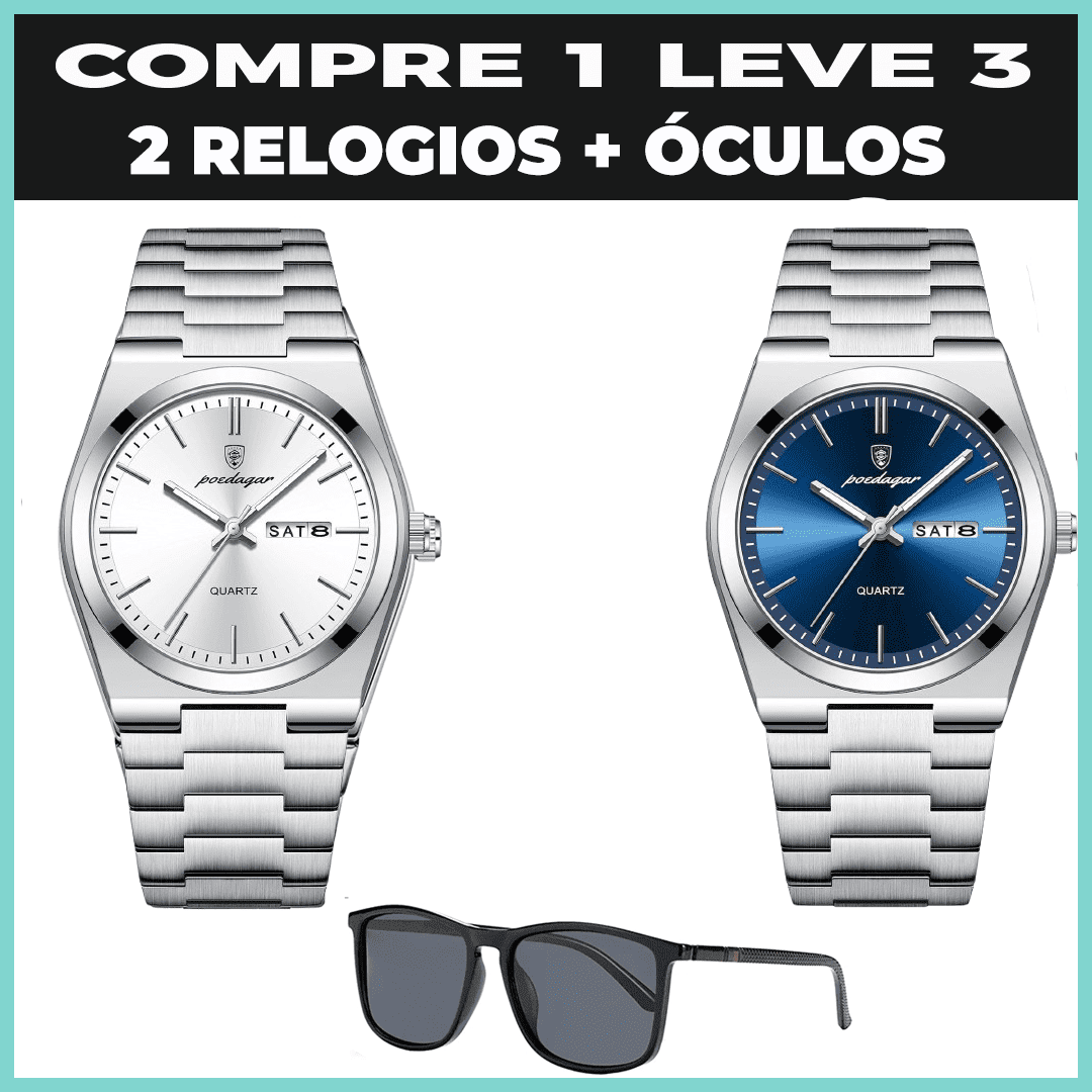 Relogio Elegancy Classic  2 Unidsdes + brinde