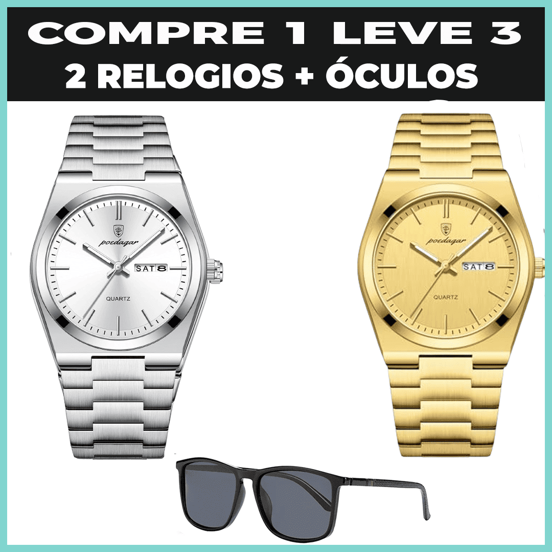 Relogio Elegancy Classic  2 Unidsdes + brinde