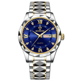 Prata e Azul Detalhes Dourado