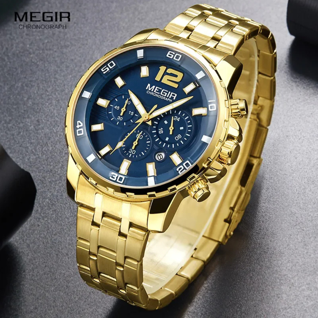 Pague 1 Leve 2 | Relogio masculino megir Gold