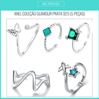 Conjunto 5 Aneis de Prata Glamour