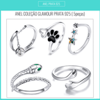 Conjunto 5 Aneis de Prata Glamour