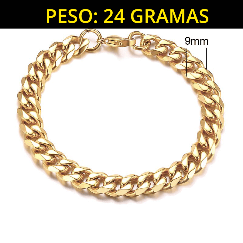 Kit Pulseira aço inoxidável e Banhado a Ouro Elegancy